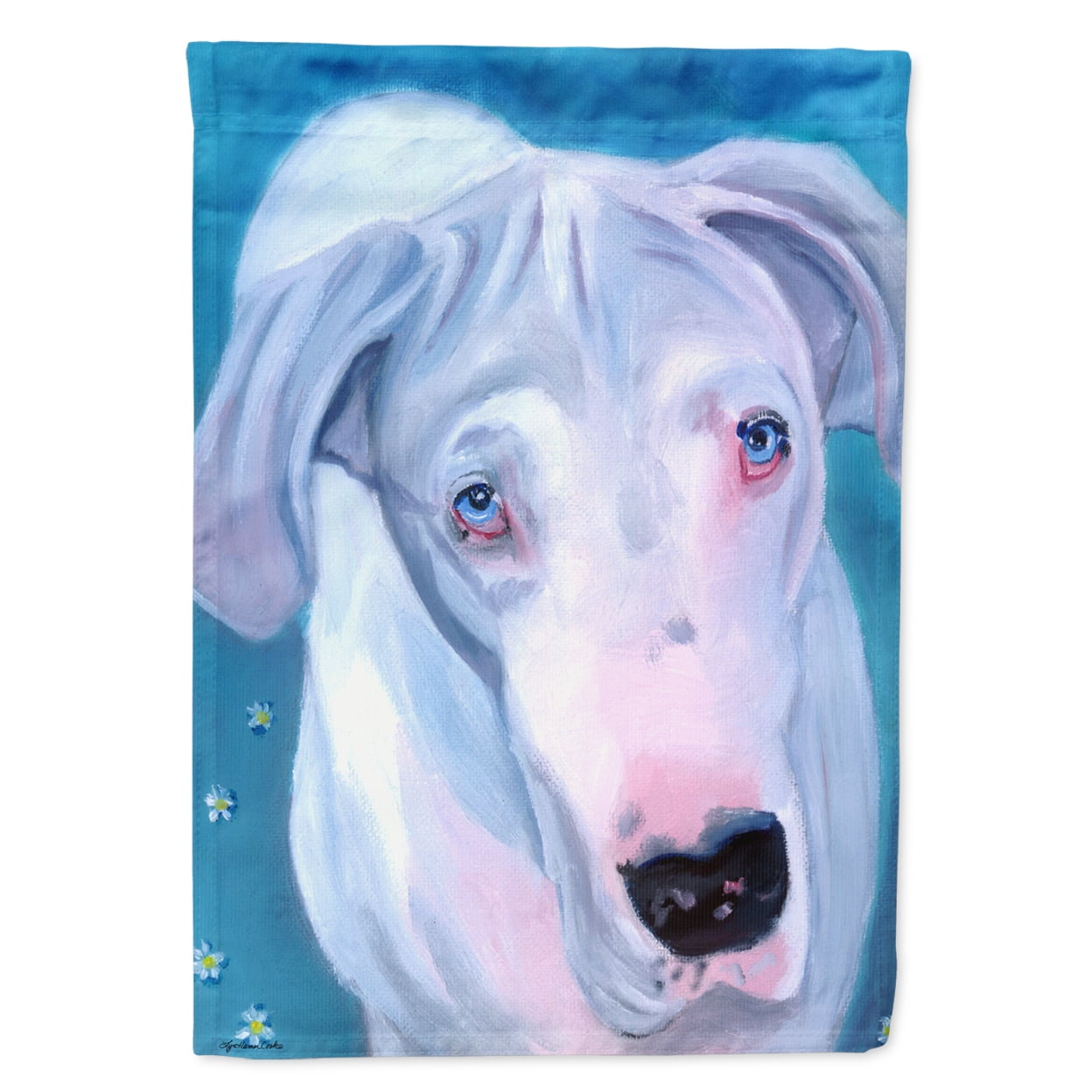 White Great Dane Garden Size Flag