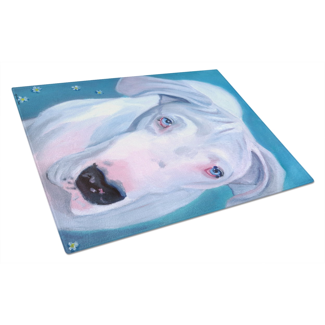 Picture of Carolines Treasures 7440LCB White Great Dane Glass Cutting Board - Large