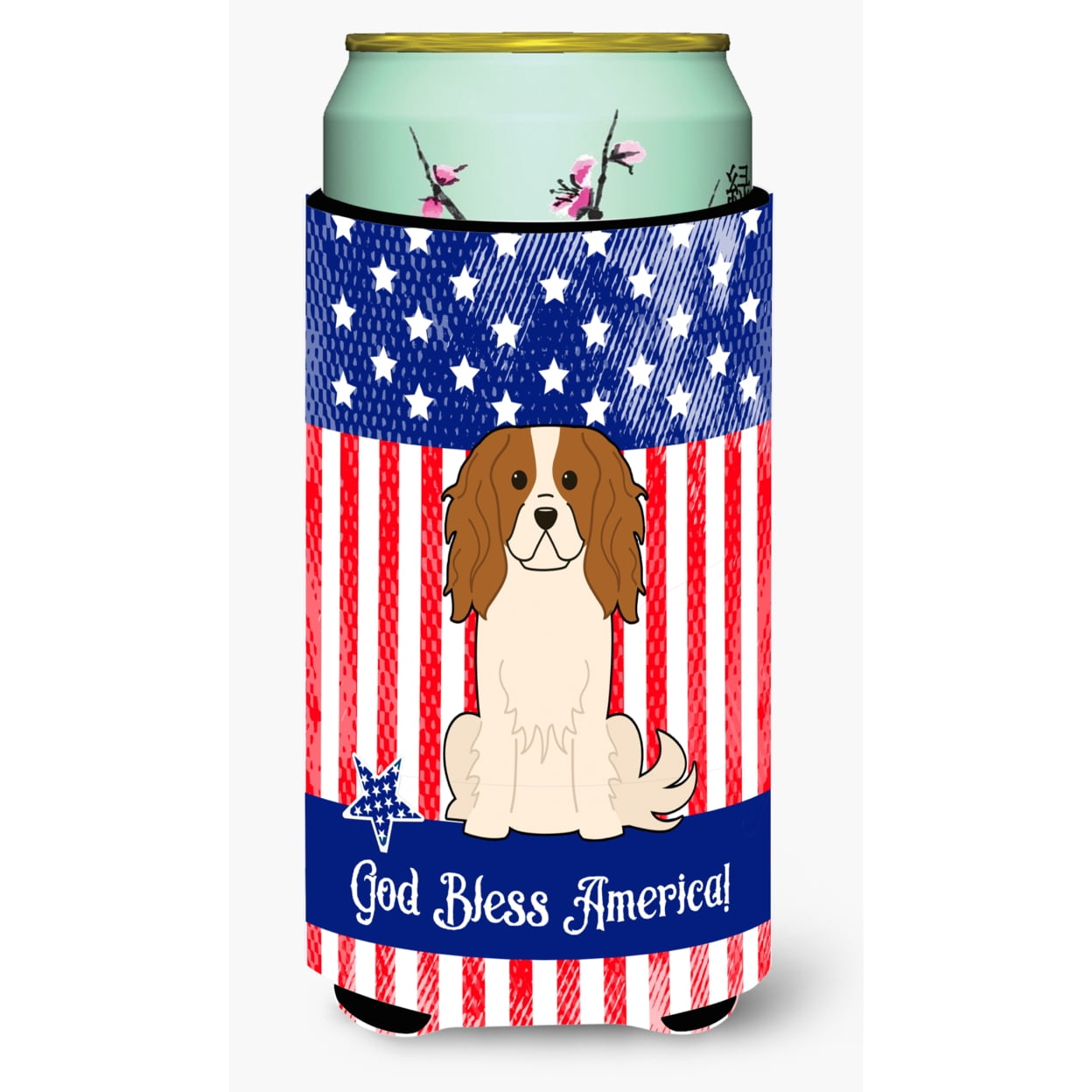 Patriotic USA Cavalier Spaniel Tall Boy Beverage Insulator Hugger