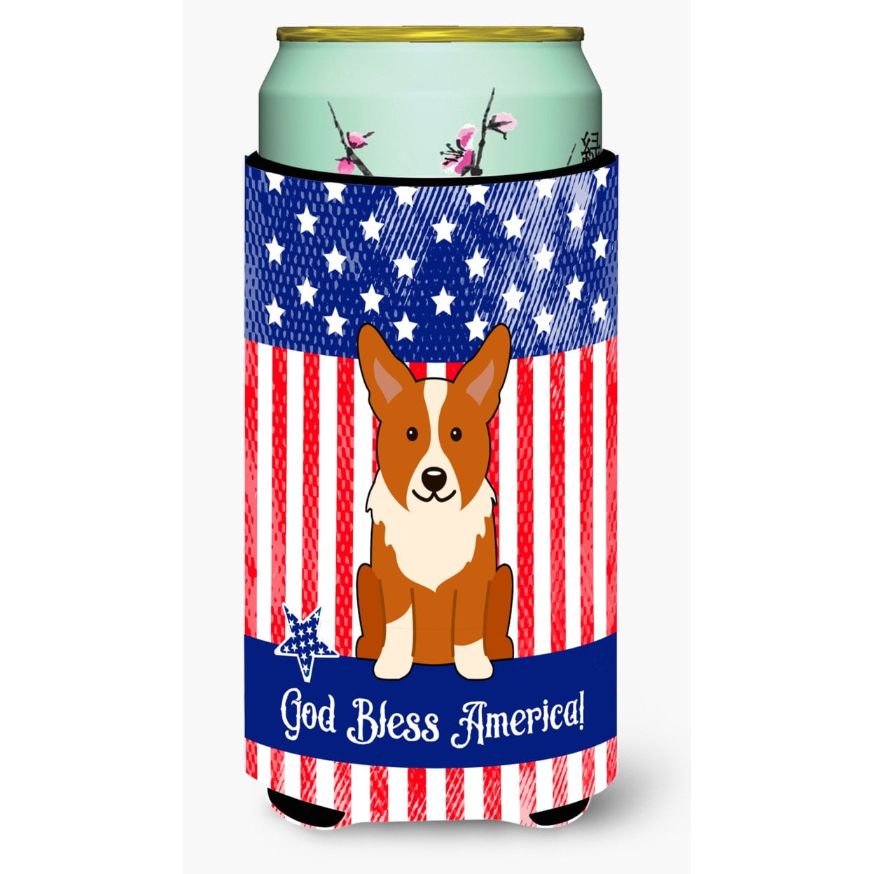 BB3095TBC Patriotic USA Corgi Tall Boy Beverage Insulator Hugger
