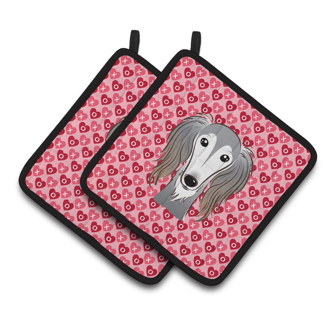 Saluki Hearts Pair of Pot Holders