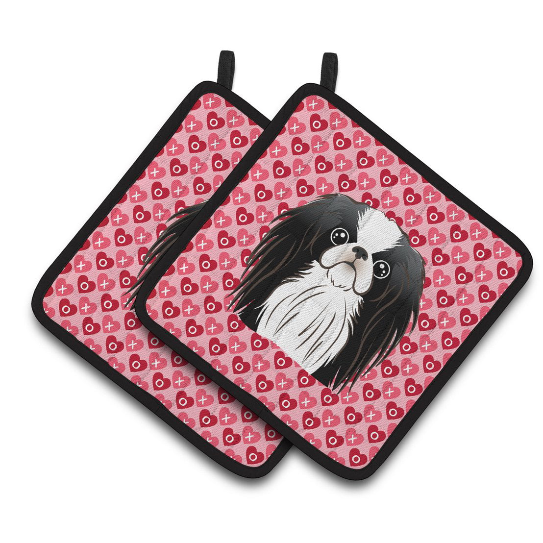 Japanese Chin Hearts Pair of Pot Holders