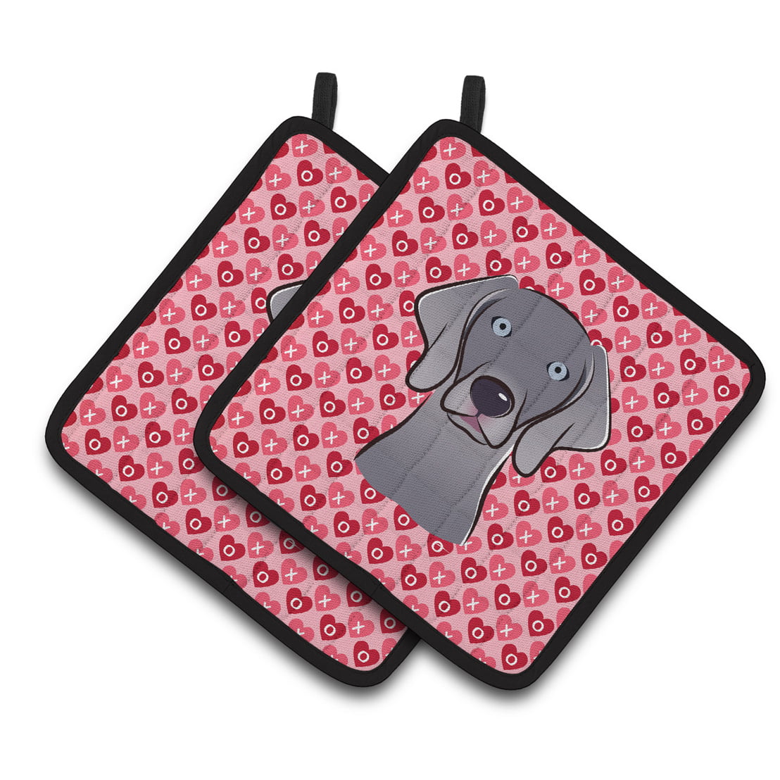Weimaraner Hearts Pair of Pot Holders