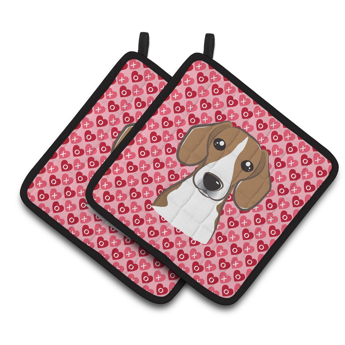 Beagle Hearts Pair of Pot Holders