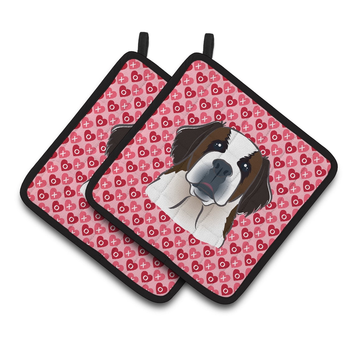 Saint Bernard Hearts Pair of Pot Holders