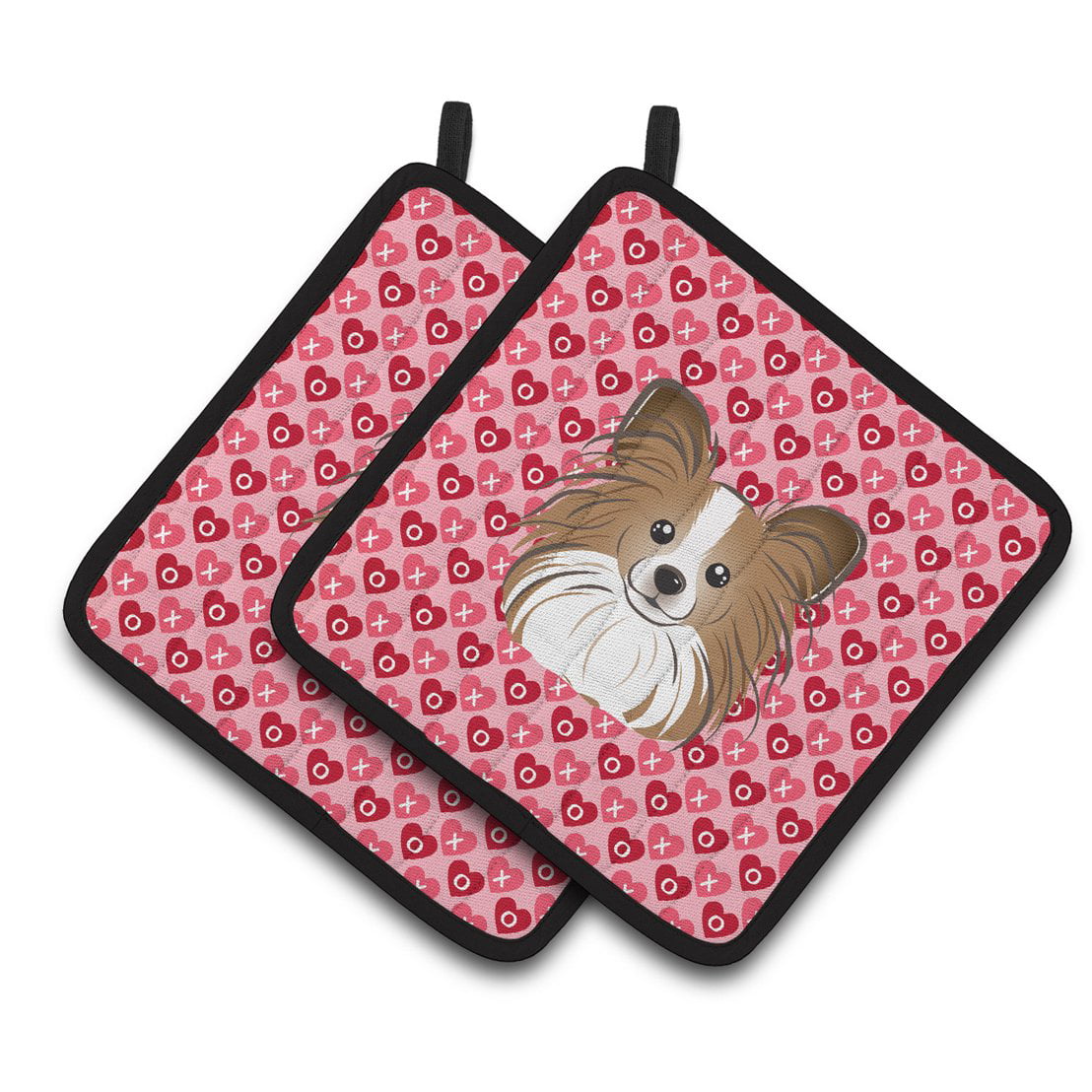 Papillon Hearts Pair of Pot Holders