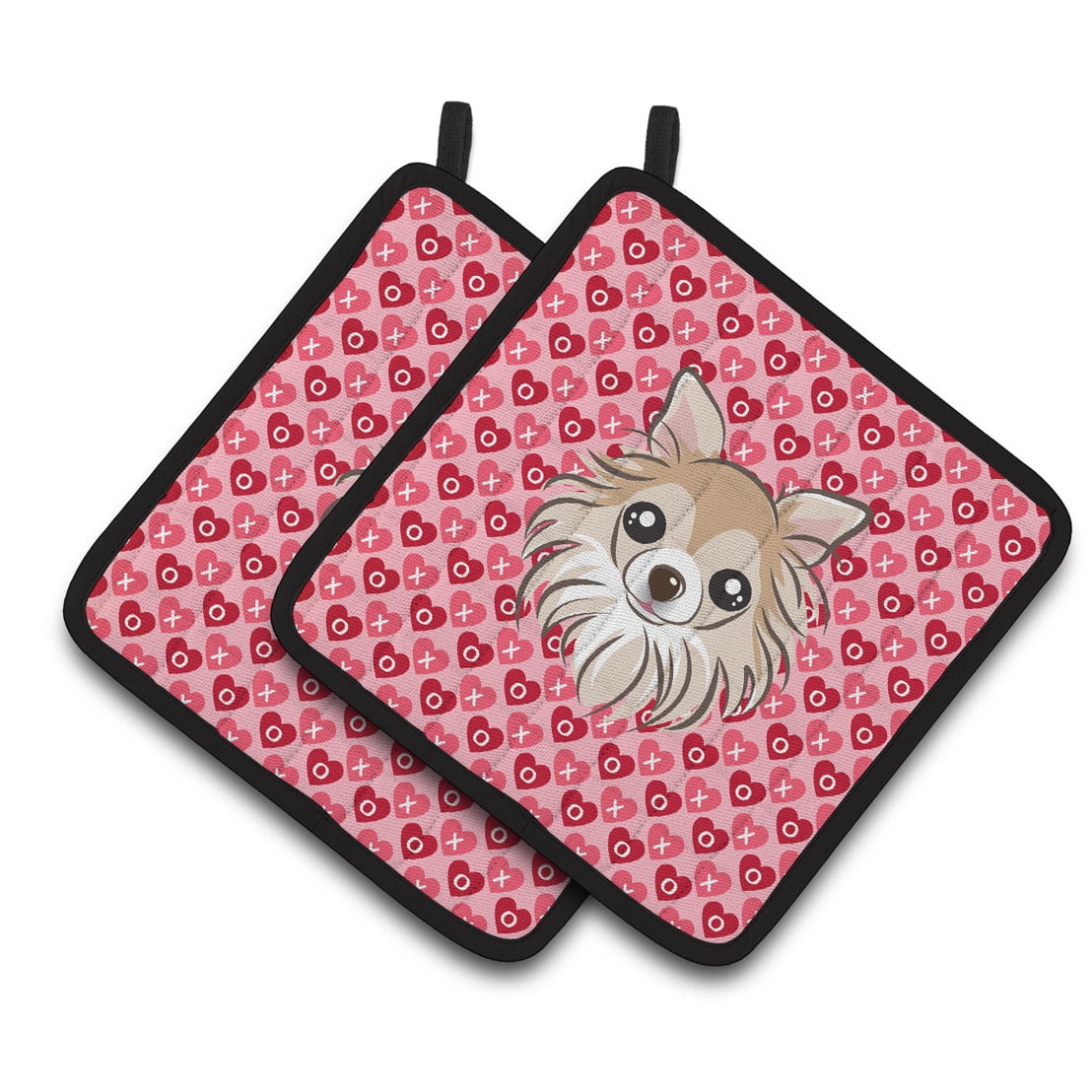 Chihuahua Hearts Pair of Pot Holders