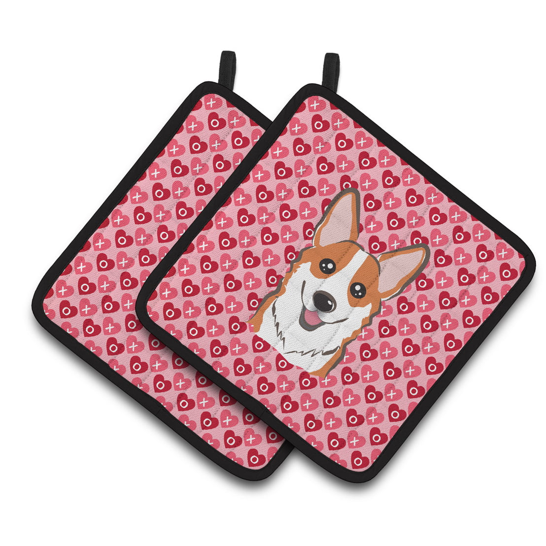 BB5324PTHD Red Corgi Hearts Pair of Pot Holders
