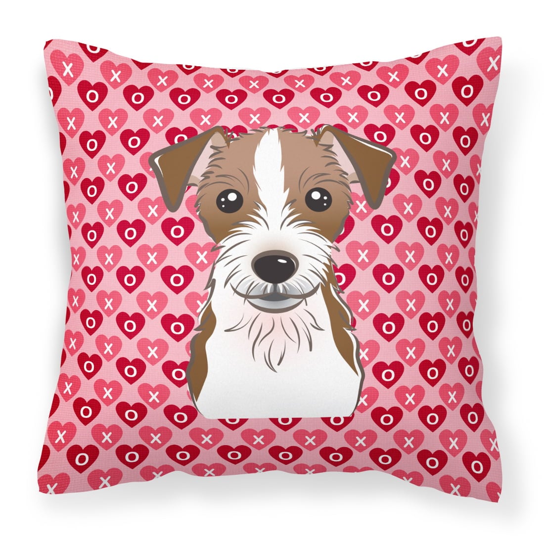 Jack Russell Terrier Hearts Fabric Decorative Pillow