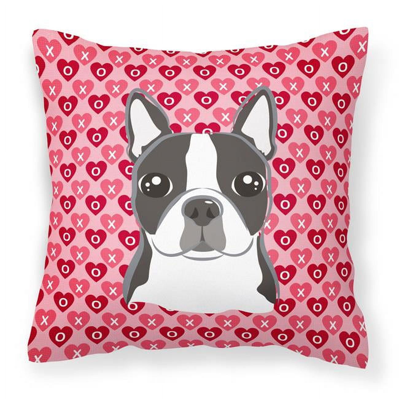 Boston Terrier Hearts Fabric Decorative Pillow