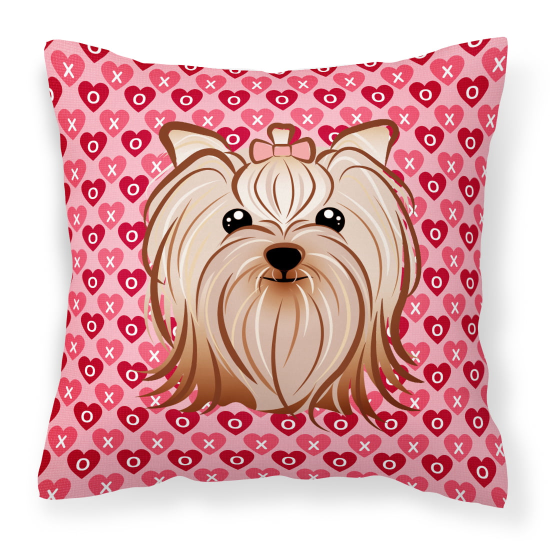 Yorkie Yorkishire Terrier Hearts Fabric Decorative Pillow