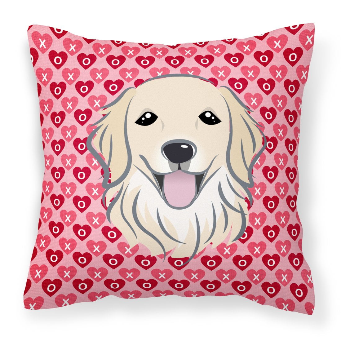 Golden Retriever Hearts Fabric Decorative Pillow