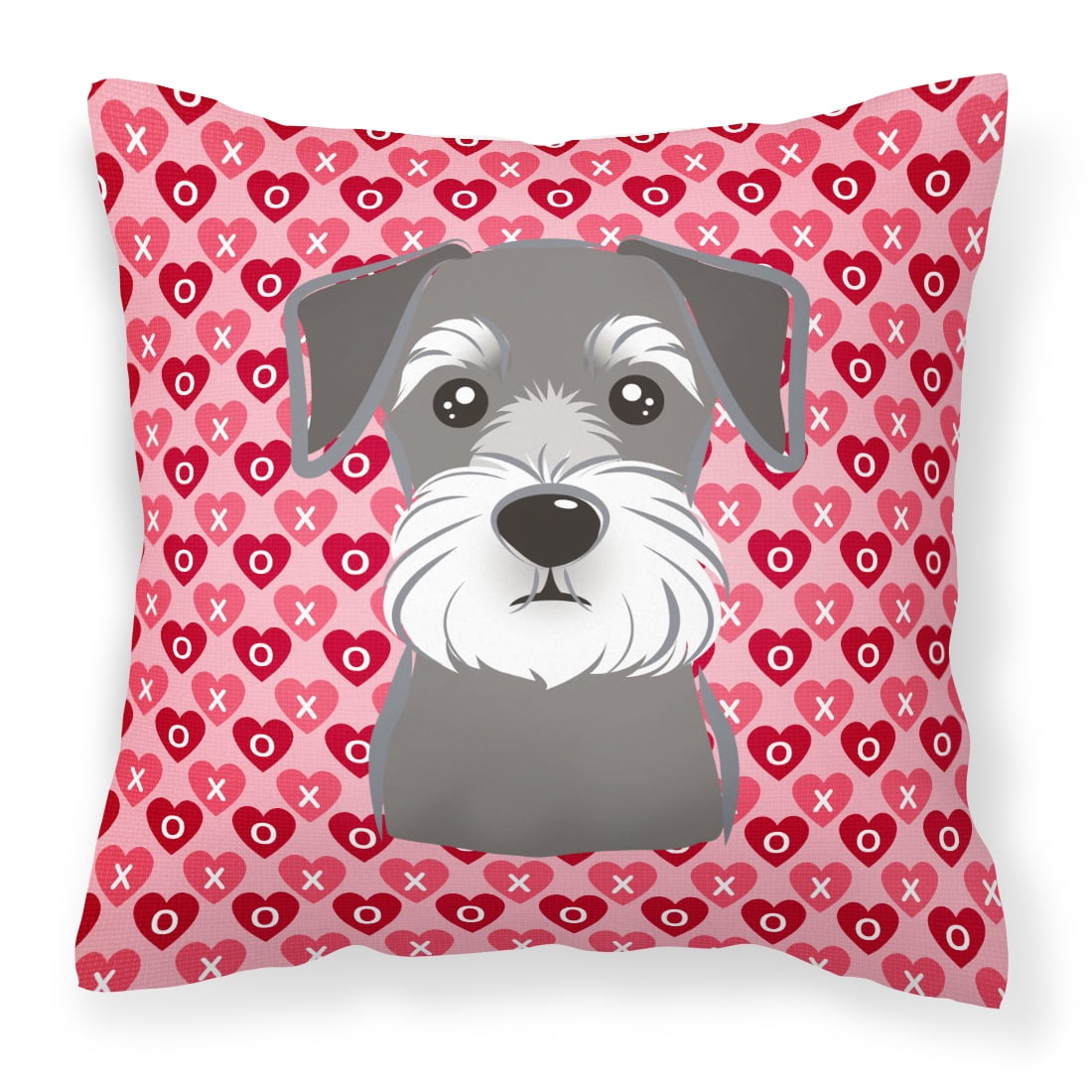 Schnauzer Hearts Fabric Decorative Pillow