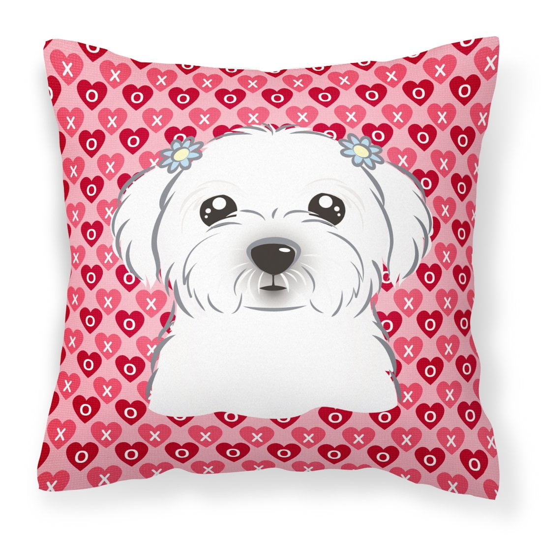 Maltese Hearts Fabric Decorative Pillow