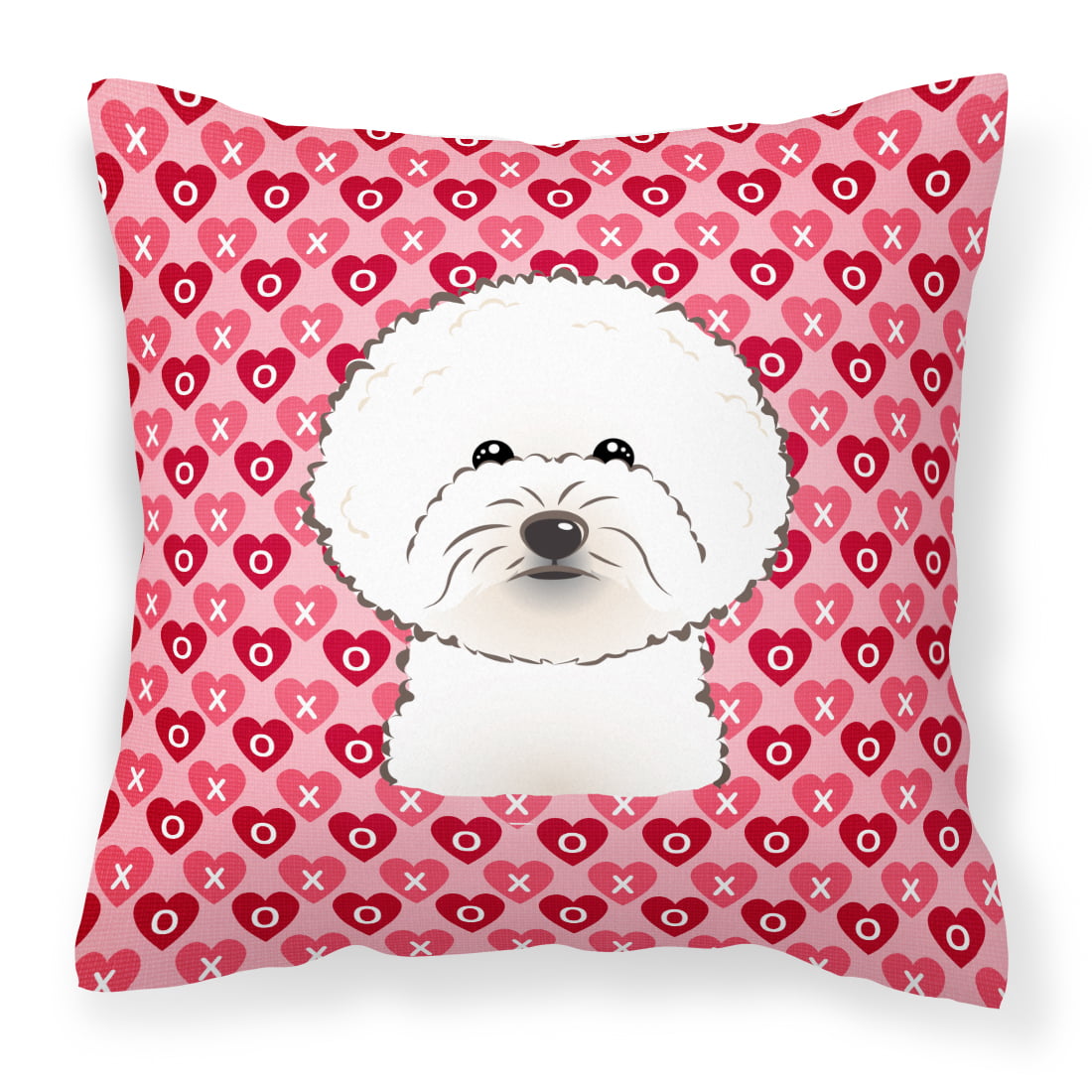Bichon Frise Hearts Fabric Decorative Pillow