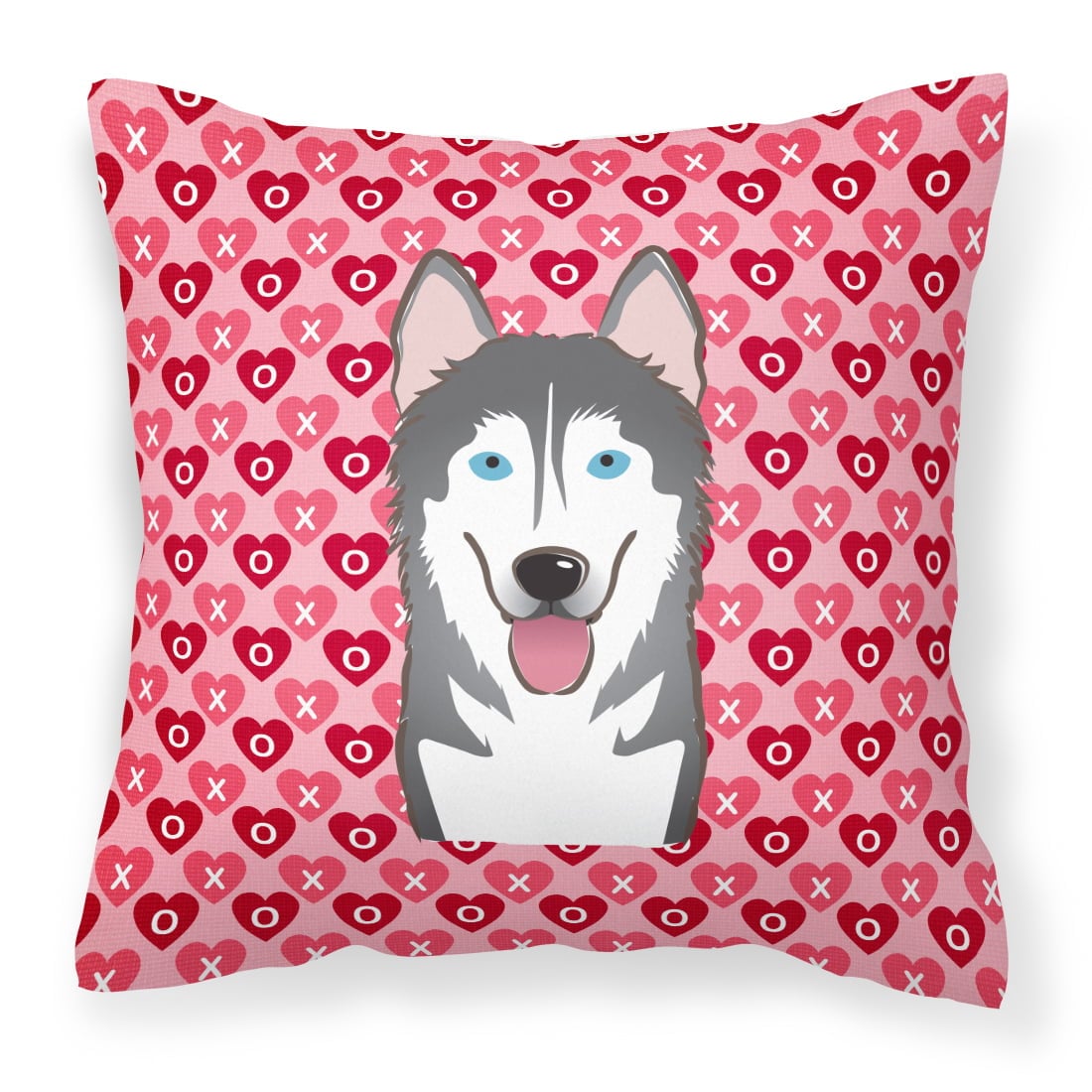 Alaskan Malamute Hearts Fabric Decorative Pillow