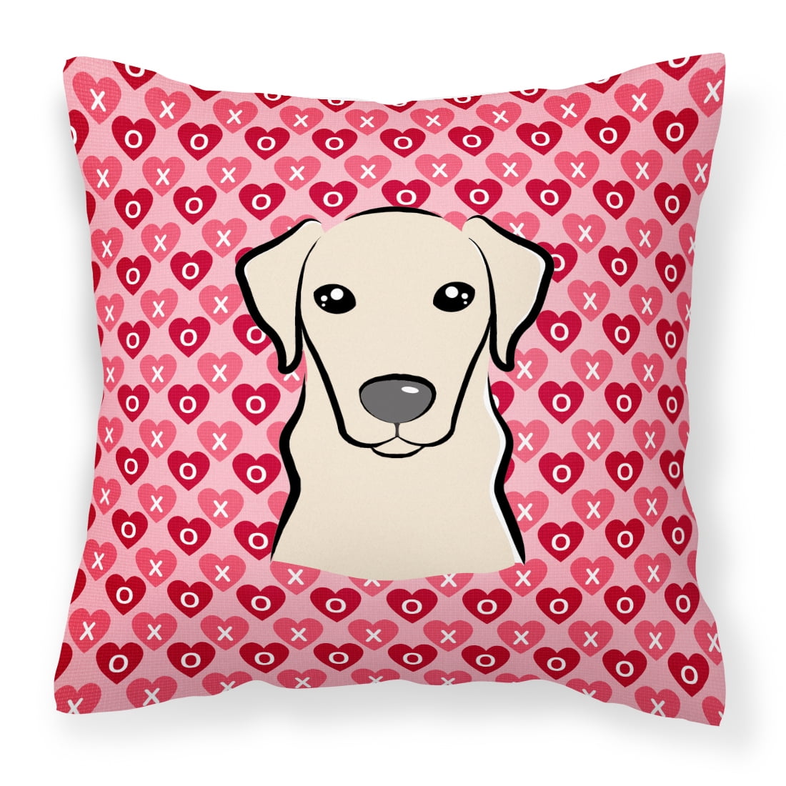 Yellow Labrador Hearts Fabric Decorative Pillow