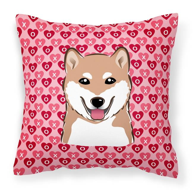 Shiba Inu Hearts Fabric Decorative Pillow