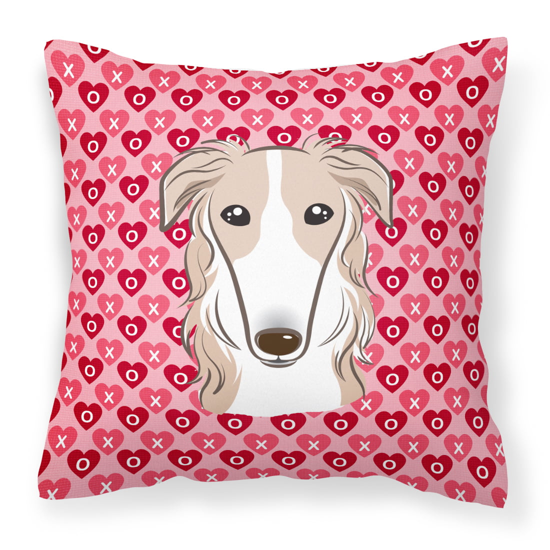 Borzoi Hearts Fabric Decorative Pillow