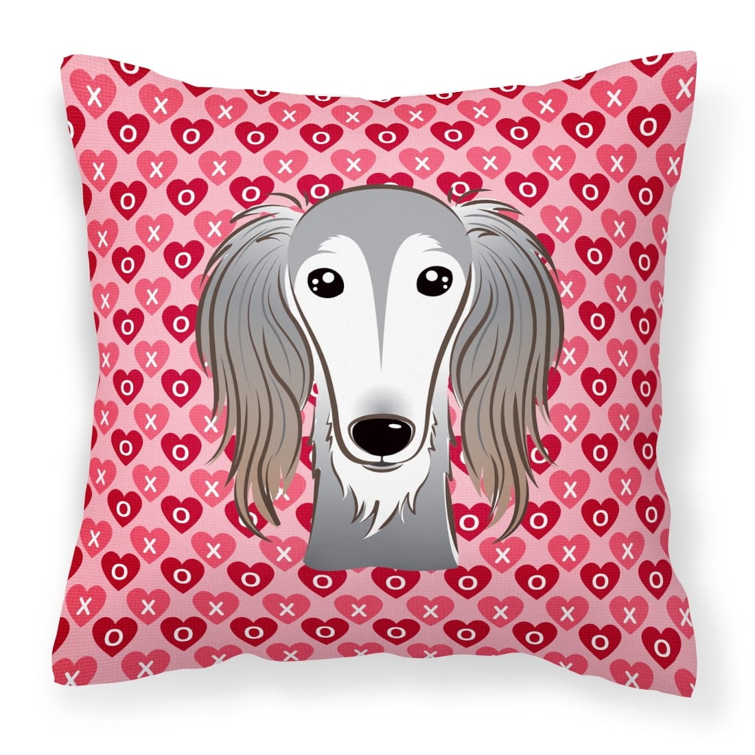 Saluki Hearts Fabric Decorative Pillow