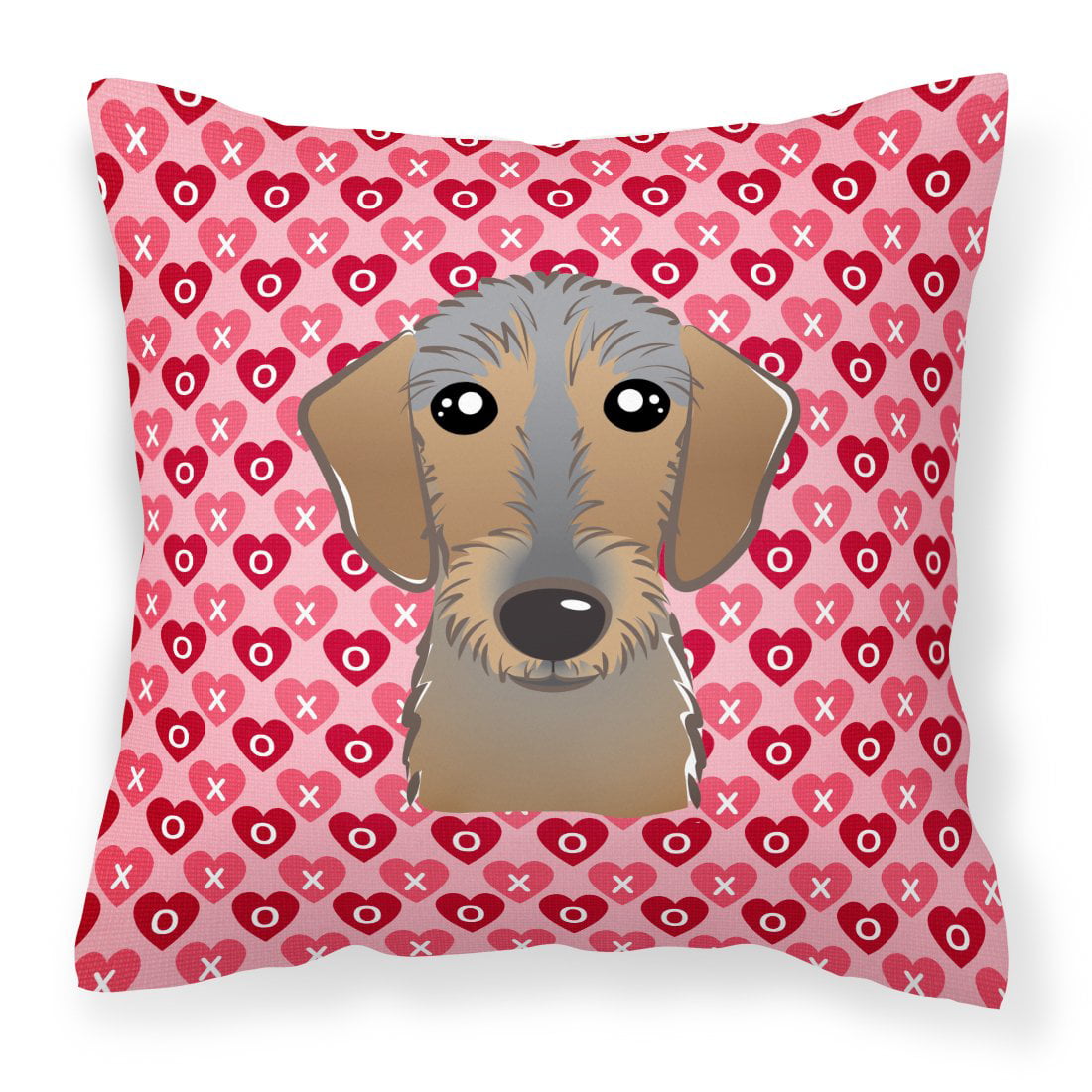 Wirehaired Dachshund Hearts Fabric Decorative Pillow