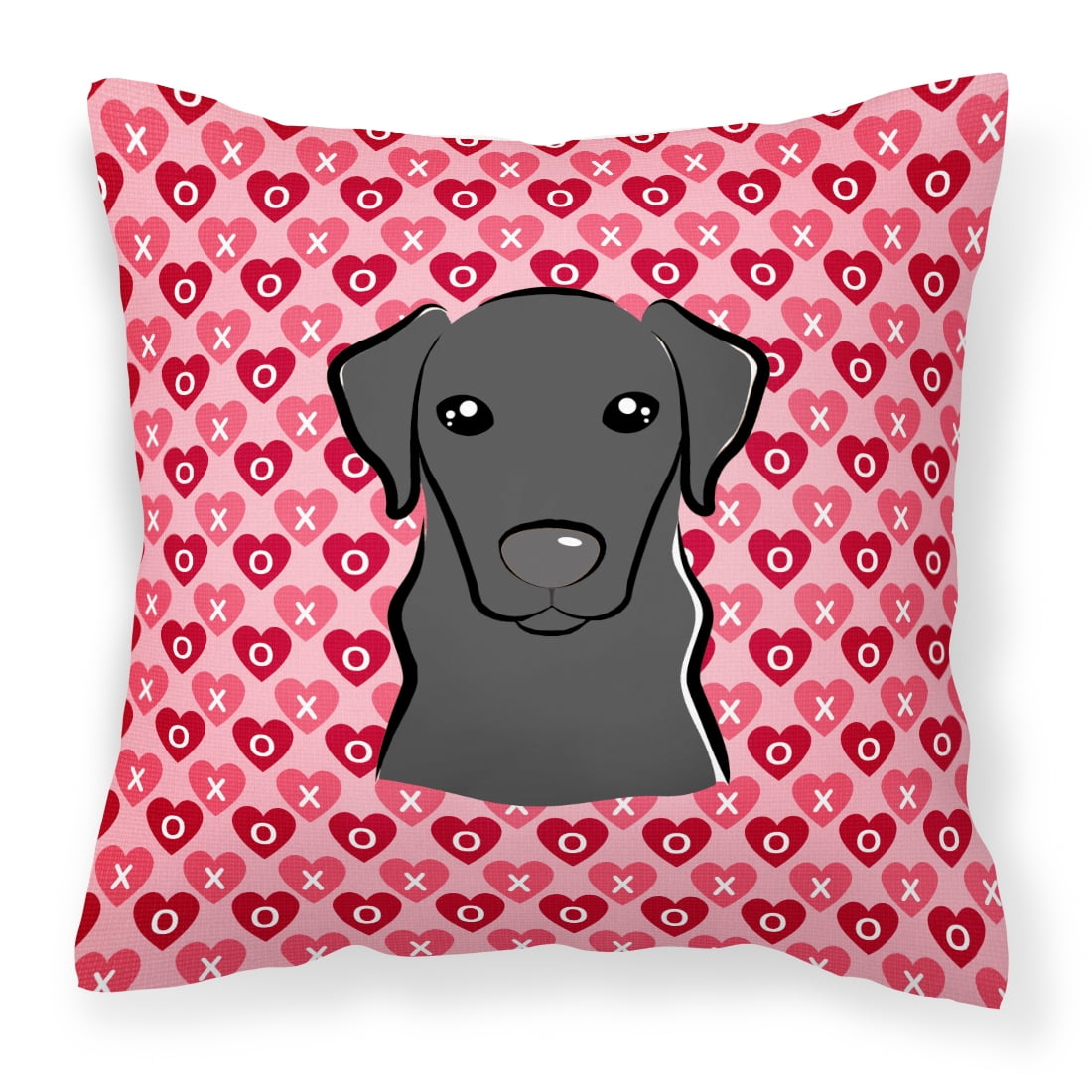 Black Labrador Hearts Fabric Decorative Pillow
