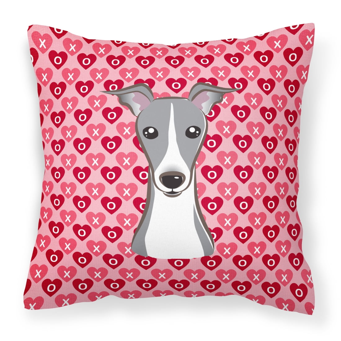 Italian Greyhound Hearts Fabric Decorative Pillow