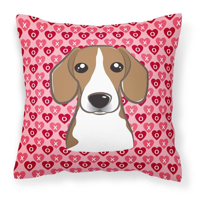 Beagle Hearts Fabric Decorative Pillow