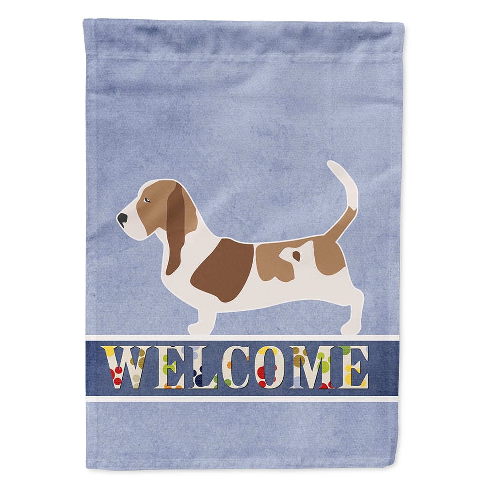Basset Hound Welcome Flag Canvas House Size