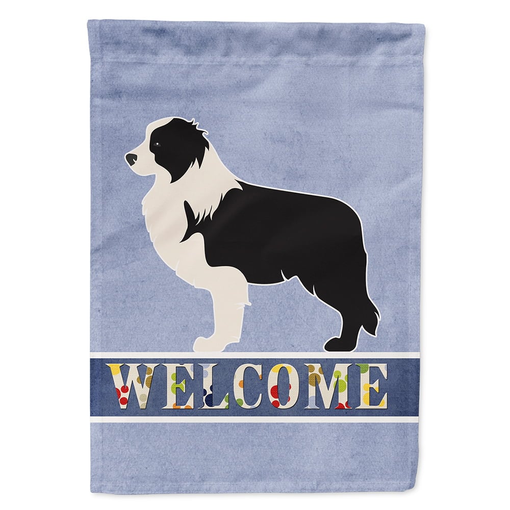 Black Border Collie Welcome Flag Canvas House Size