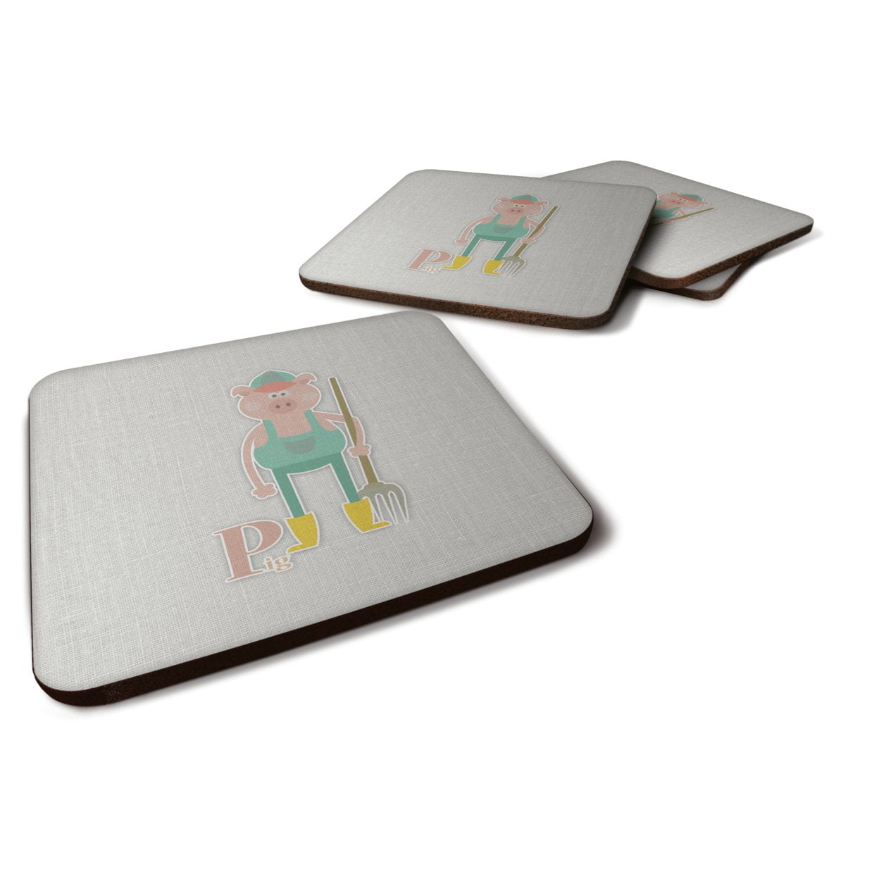 BB5741FC Alphabet P For Pig Foam Coasters - Set of 4
