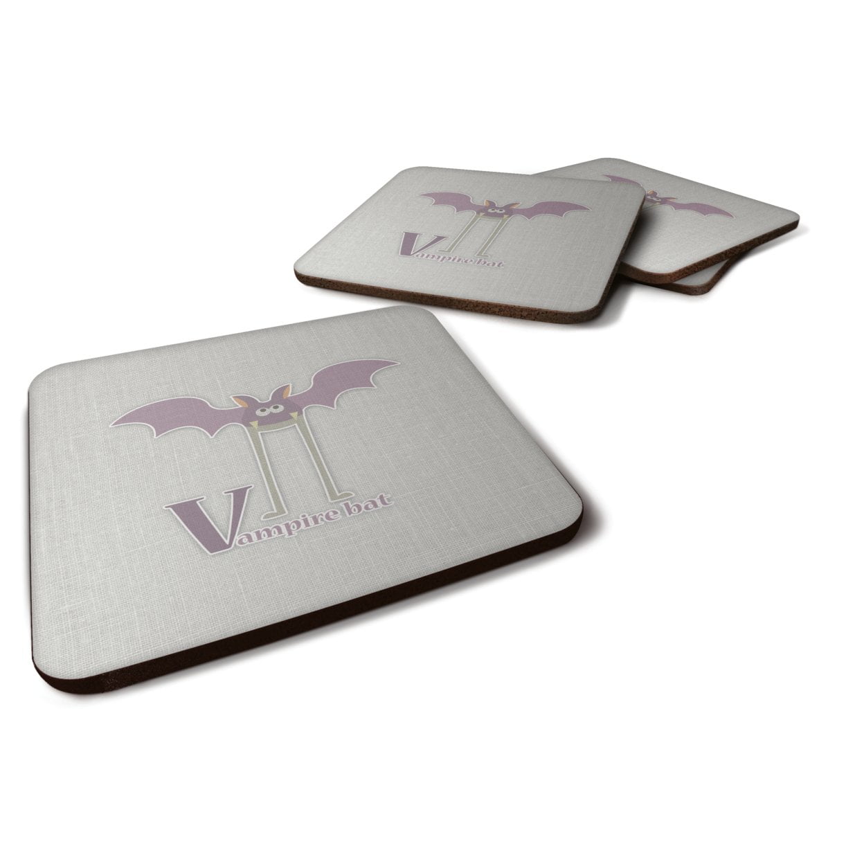 BB5747FC Alphabet V For Vampire Bat Foam Coasters - Set of 4