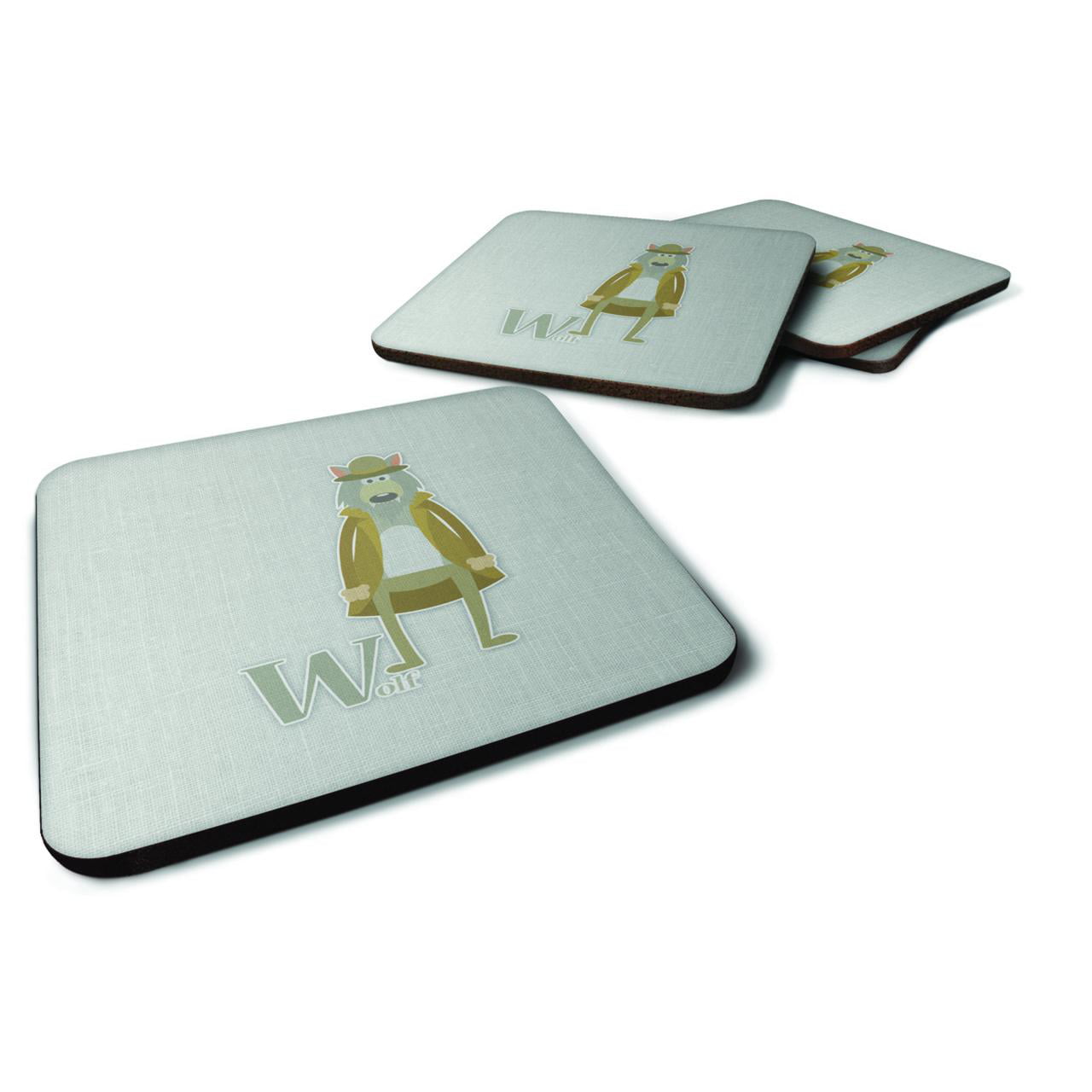 Alphabet W For Wolf Foam Coasters - Set of 4