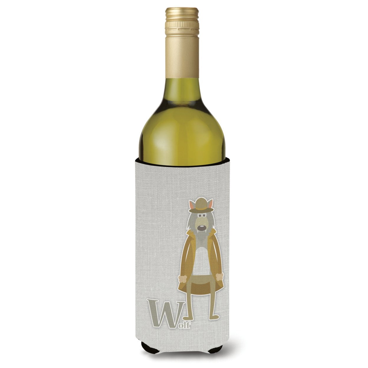 Alphabet W for Wolf Wine Bottle Beverge Insulator Hugger