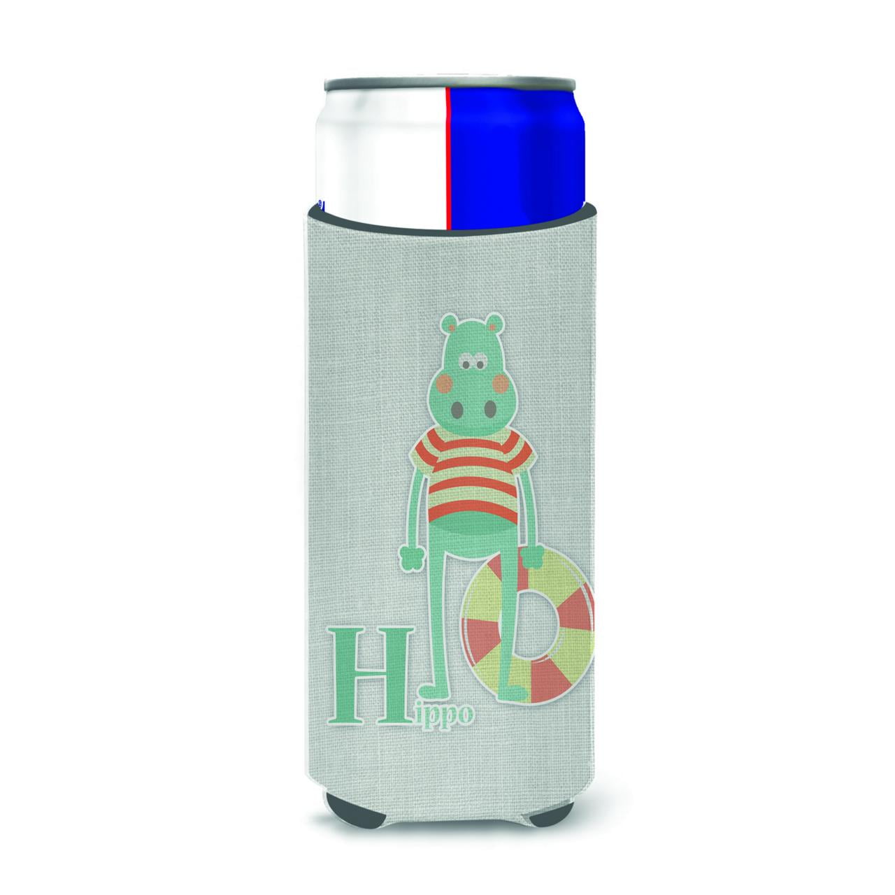 Picture of Carolines Treasures BB5733MUK Alphabet H for Hippopotamus Michelob Ultra Hugger for Slim Cans