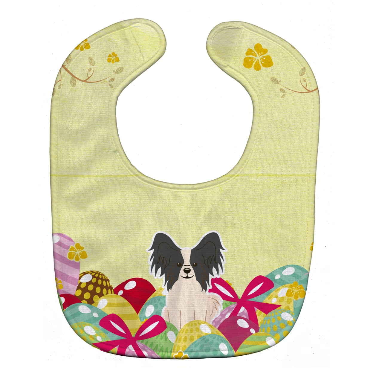 Easter Eggs Papillon Black & White Baby Bib