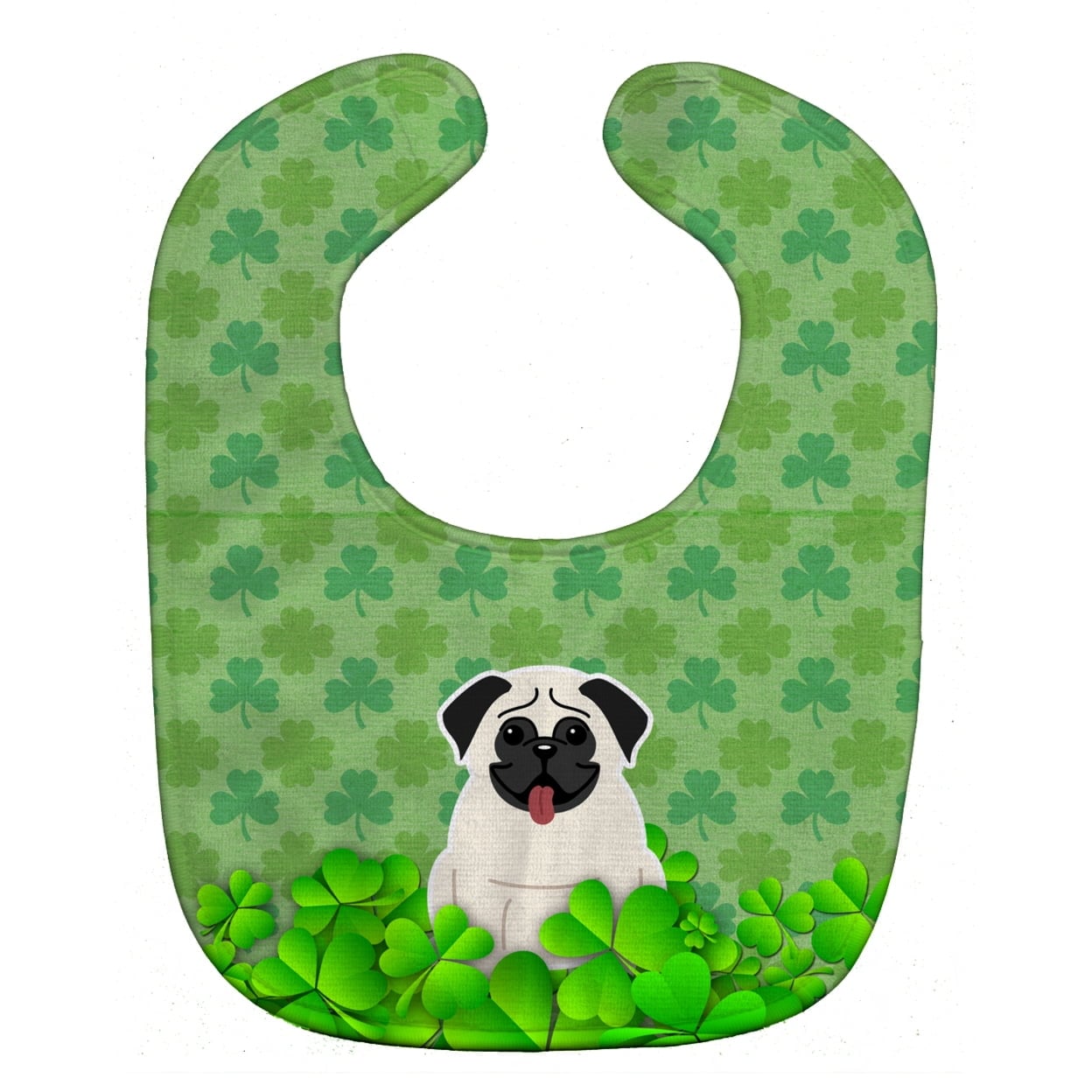 Pug Cream Shamrocks Baby Bib