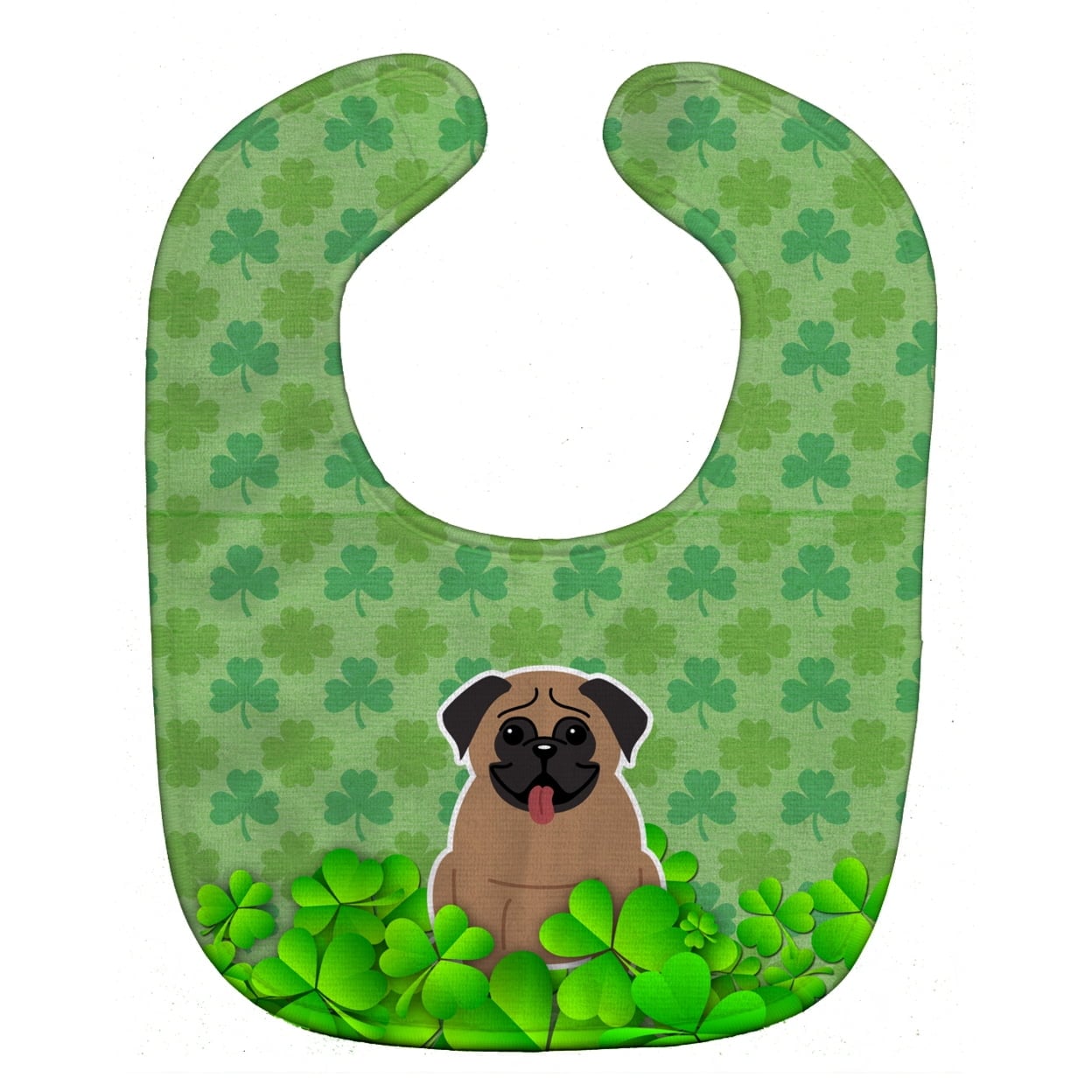 Pug Brown Shamrocks Baby Bib