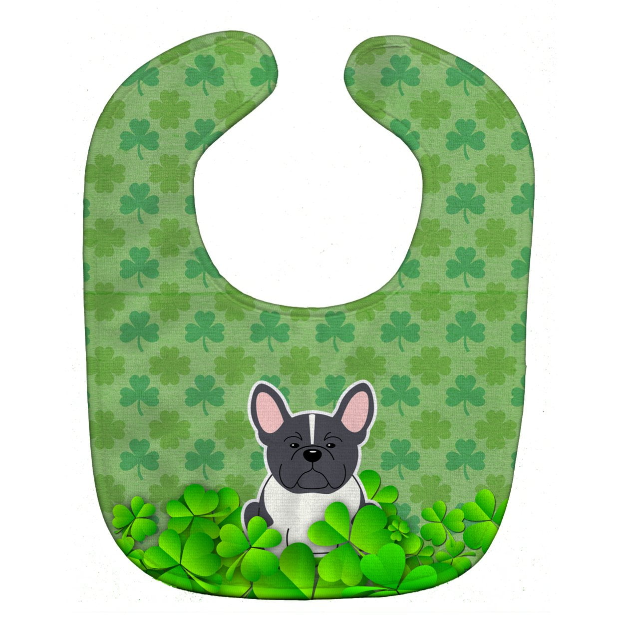 French Bulldog Black & White Shamrocks Baby Bib