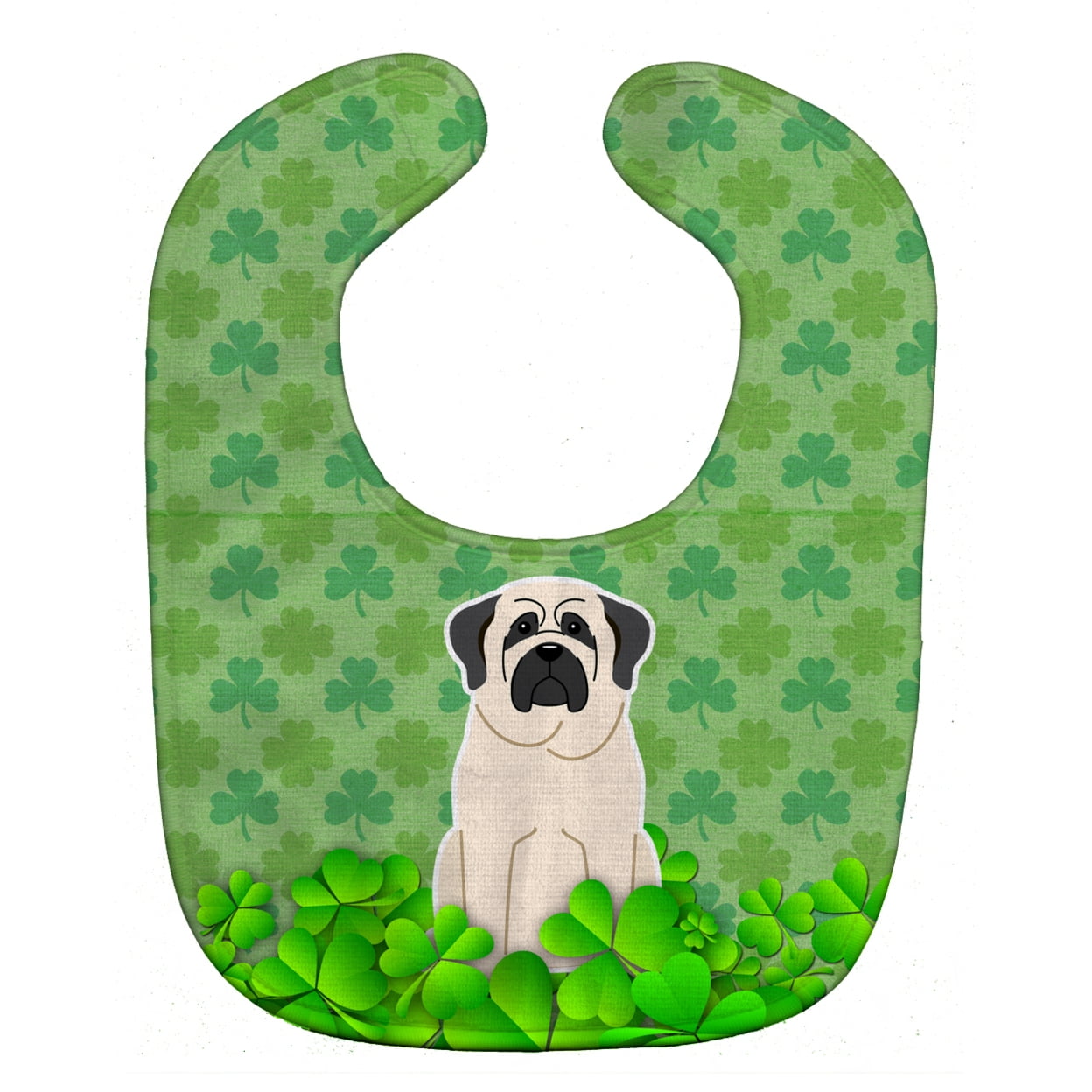 Mastiff White Shamrocks Baby Bib