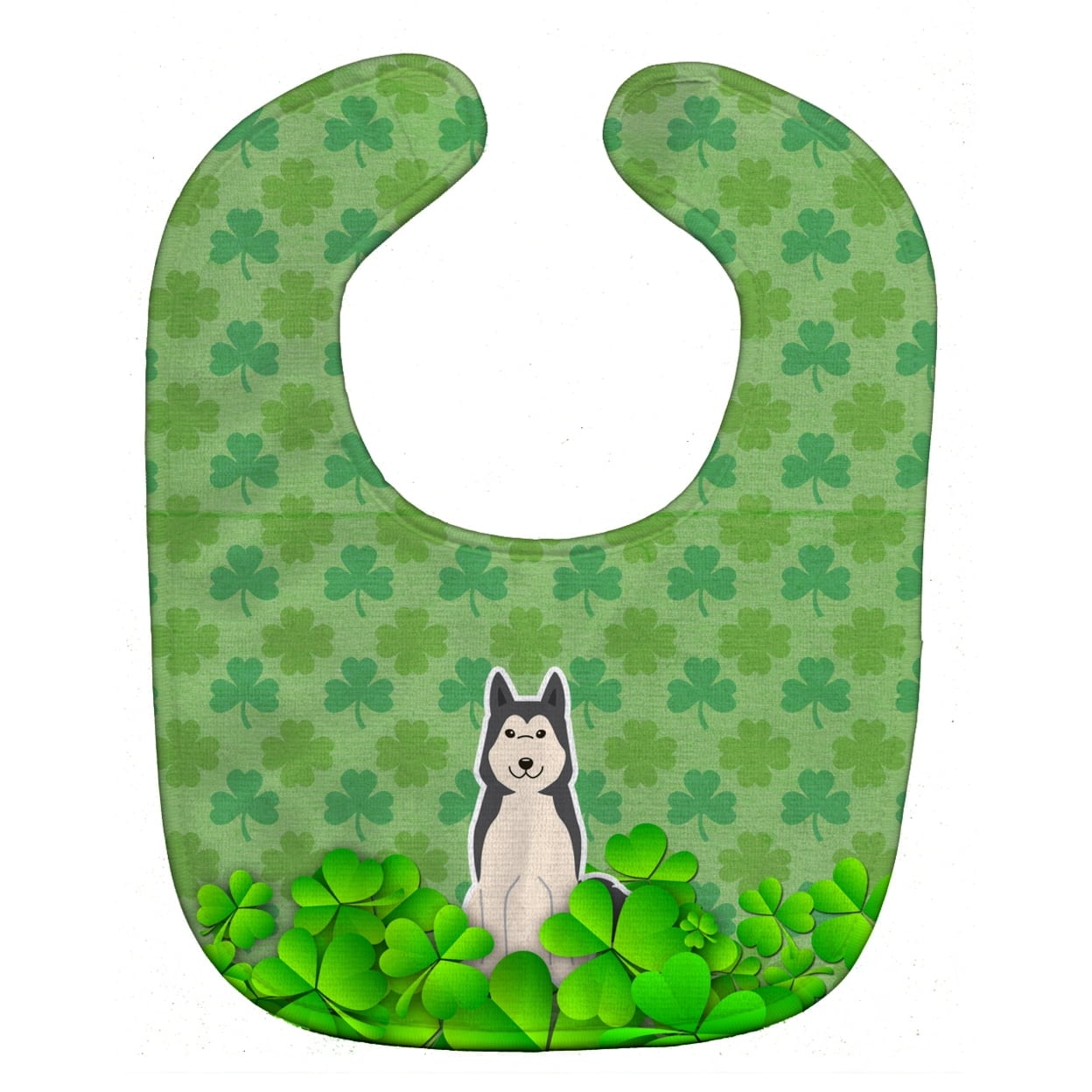 West Siberian Laika Spitz Shamrocks Baby Bib