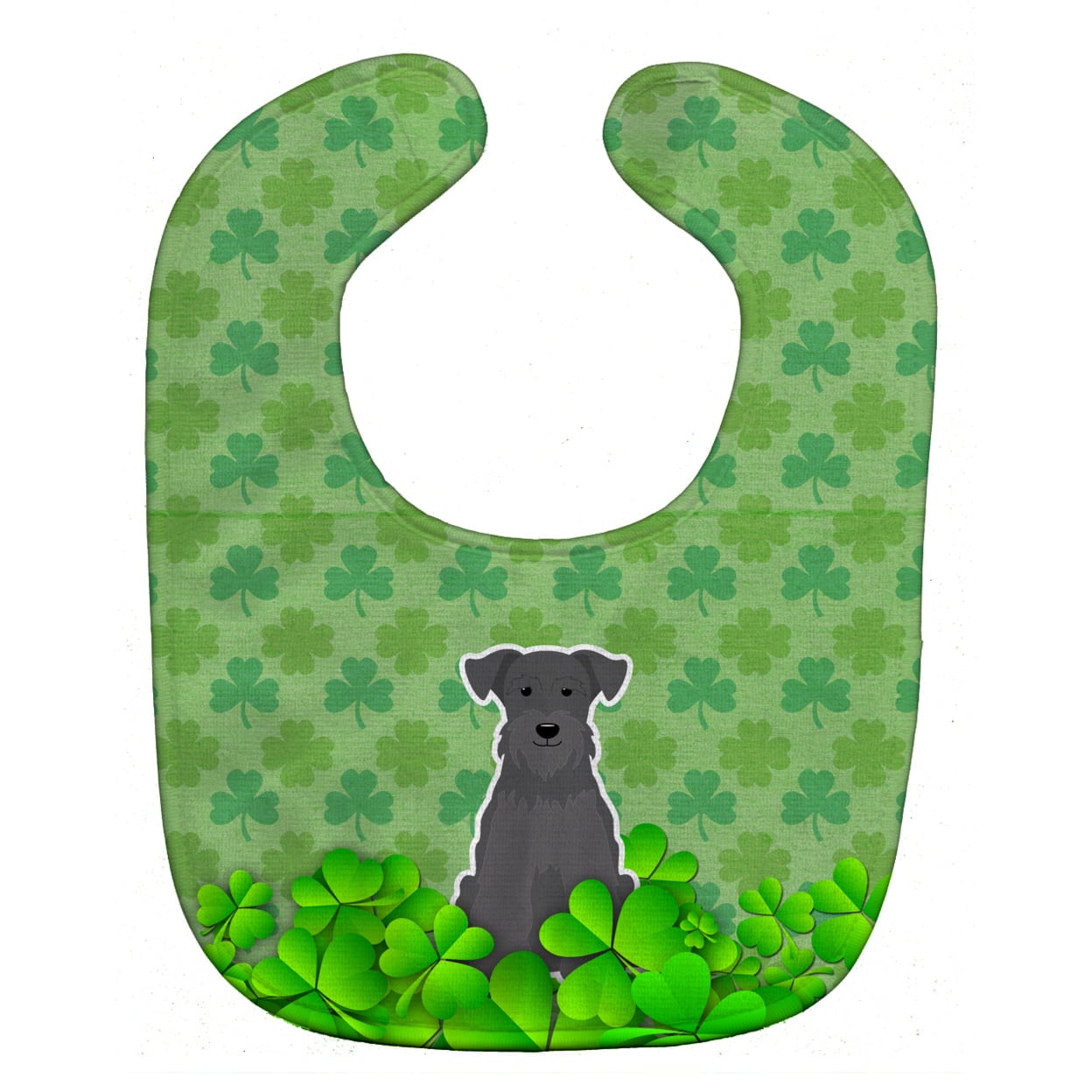 Miniature Schanuzer Black Shamrocks Baby Bib