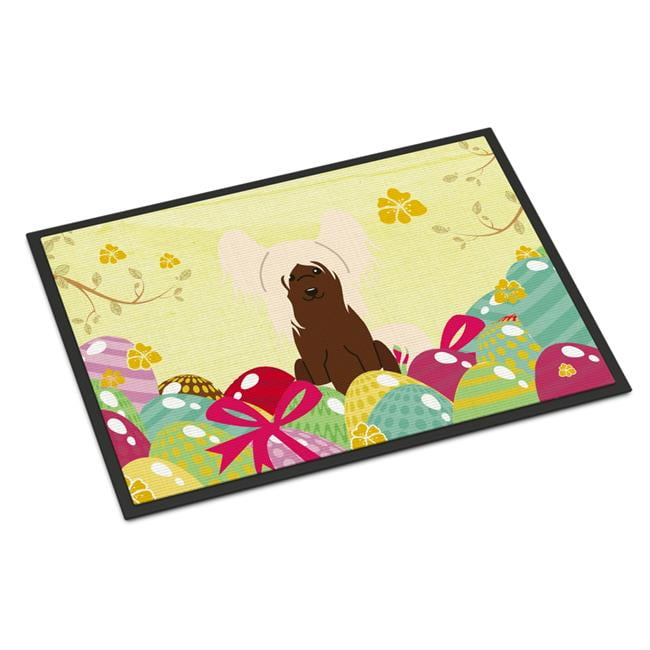 24 x 36 in. Easter Eggs Chinese Crested Cream Indoor or Outdoor Mat