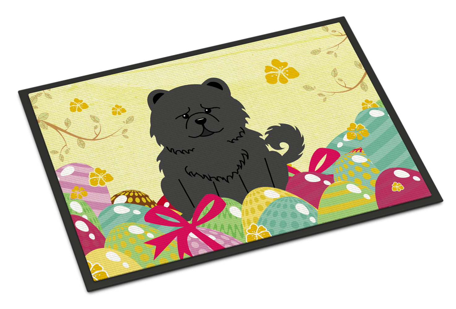 BB6143JMAT 24 x 36 in. Easter Eggs Chow Chow Black Indoor or Outdoor Mat