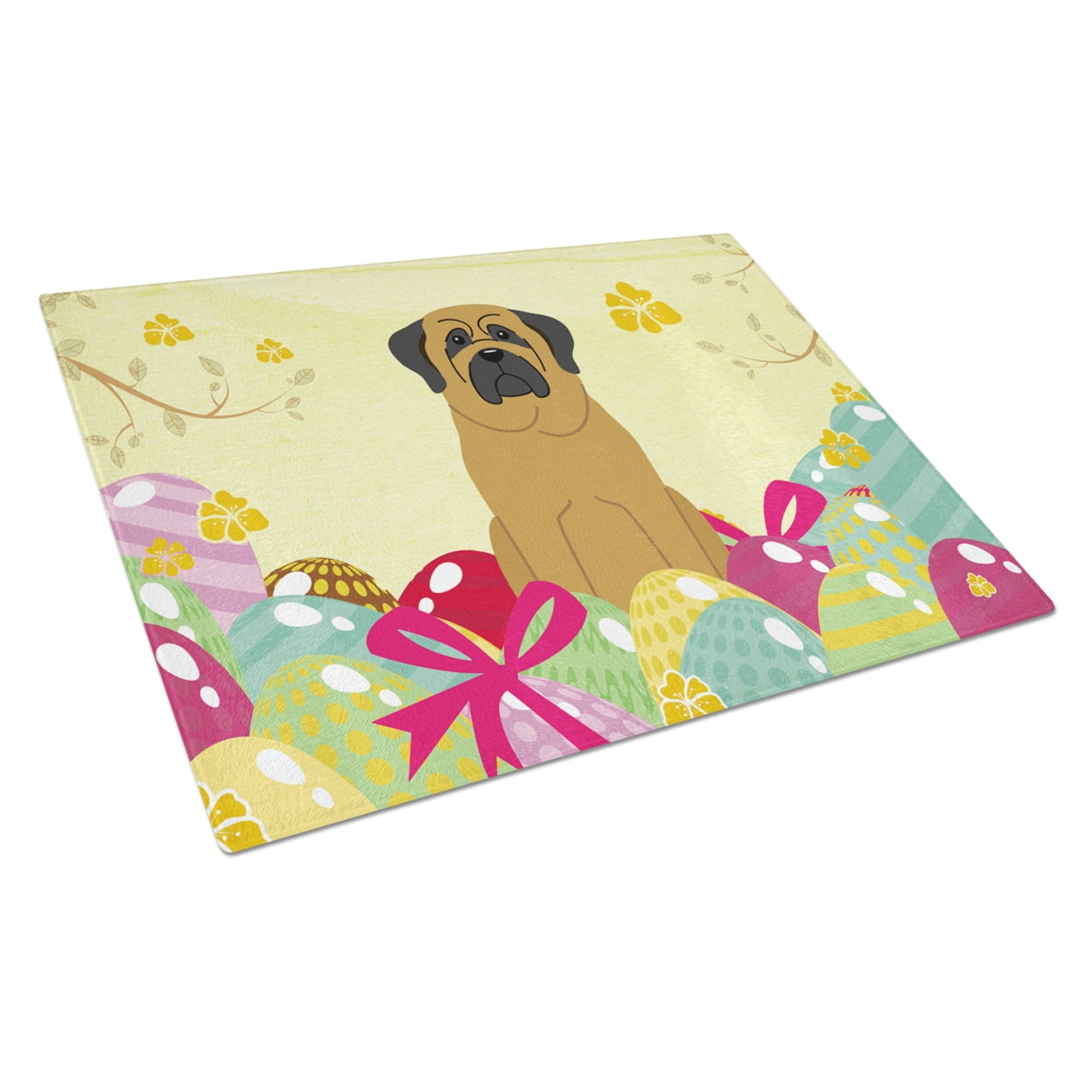 Easter Eggs Mastiff Glass Cutting Board - Large