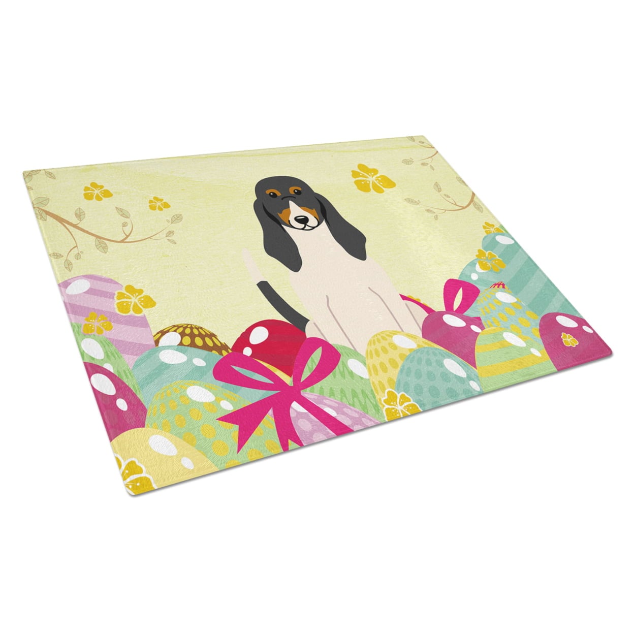 Easter Eggs Swiss Hound Glass Cutting Board - Large