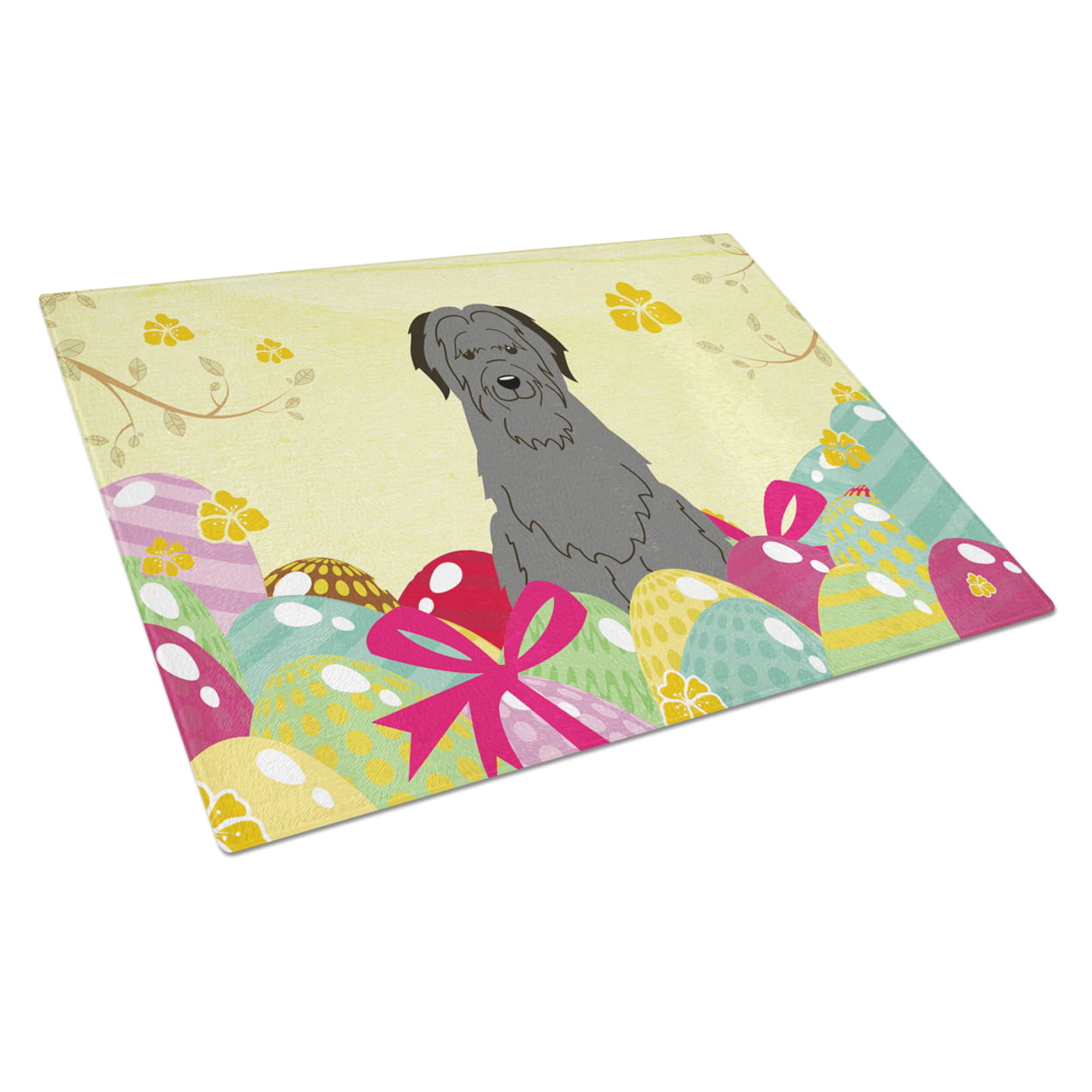 Easter Eggs Briard Black Glass Cutting Board - Large
