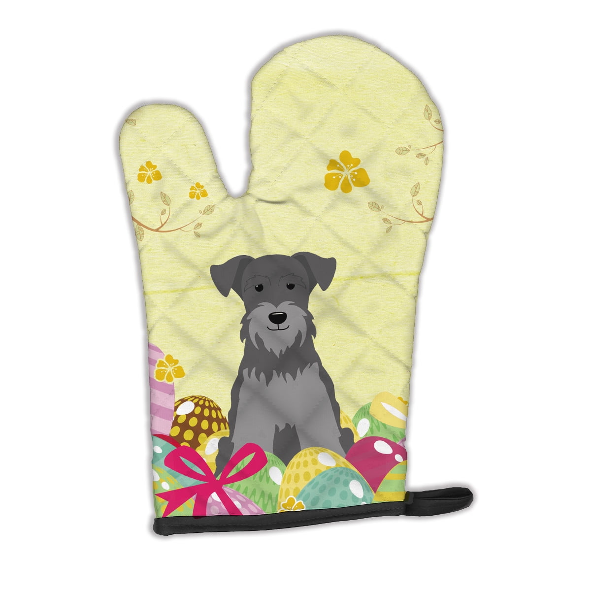 Easter Eggs Miniature Schanuzer Black Silver Oven Mitt
