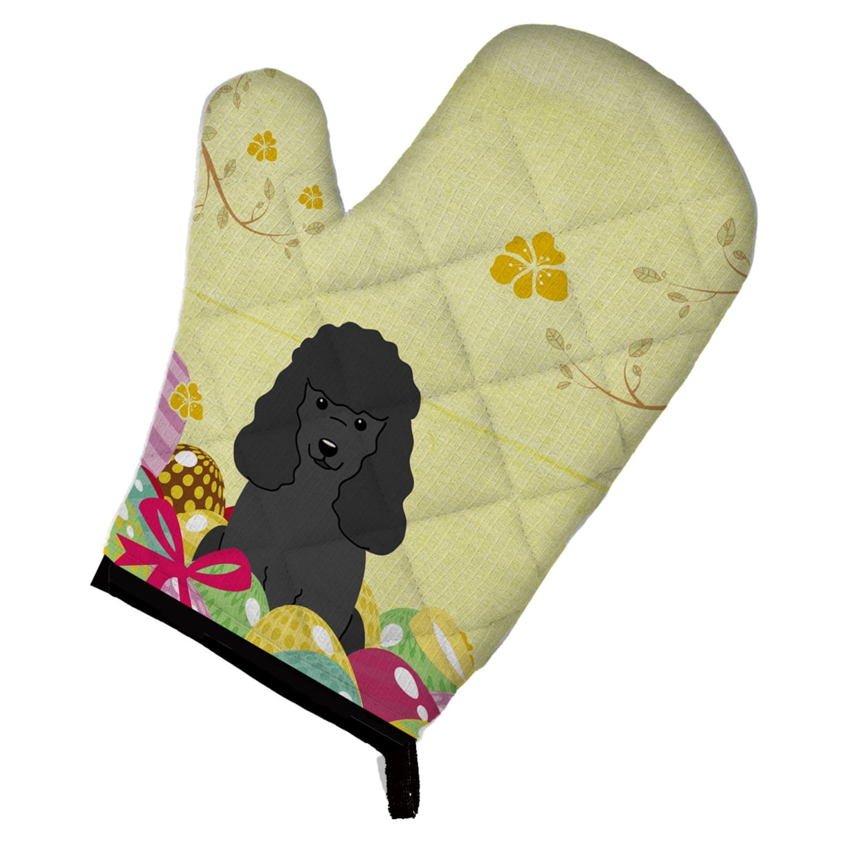 BB6071OVMT Easter Eggs Poodle Black Oven Mitt