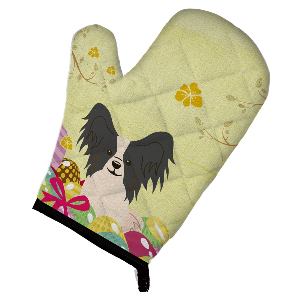 Easter Eggs Papillon Black & White Oven Mitt